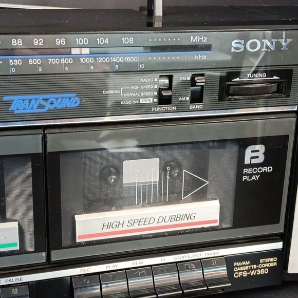 Vintage 1980’s Sony Boombox Blaster CFS-W360 Everything Works But Left Tape Deck - Picture 8 of 16